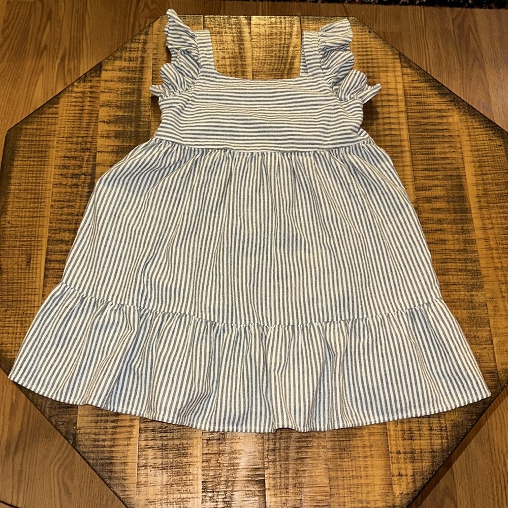 Cat & Jack Blue & White Pinstriped Dress Girl’s Size 7/8